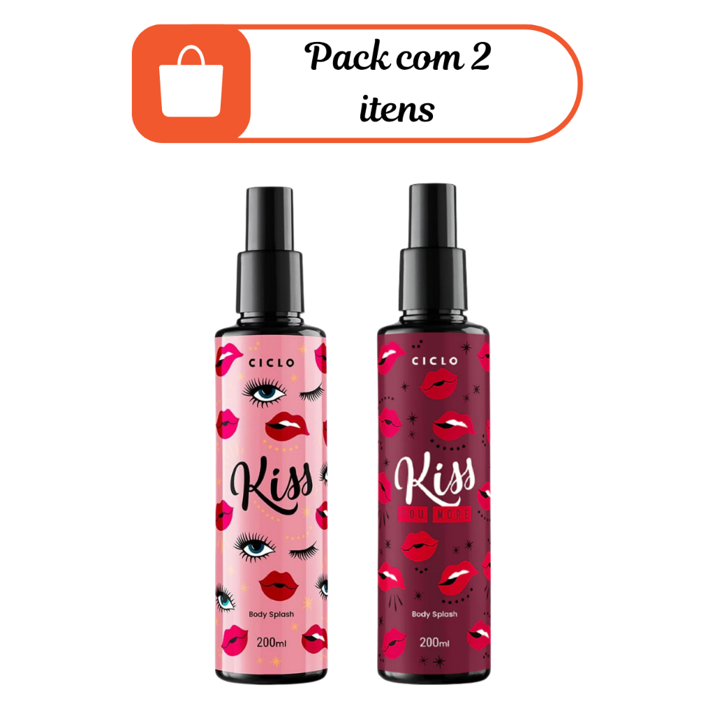 Kit Body Splash Kiss + Kiss You More Ciclo Cosméticos Original 200ml Perfume Feminino Doce Marcante