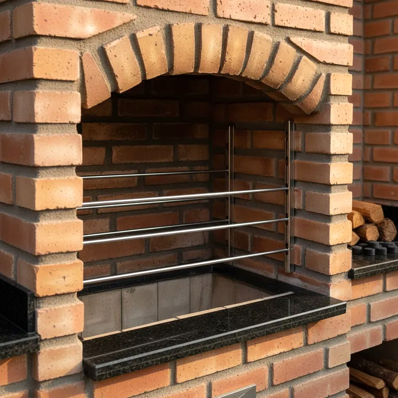Suporte Inox Churrasqueira para apoiar Grelhas e Espetos - Ajuste fácil