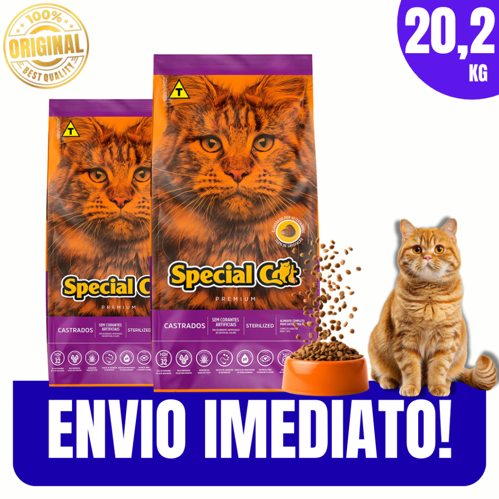 Ração Gatos Castrados Special Cat Premium Nutrição Completa Sem Corantes 10/20kg - Envio Imediato