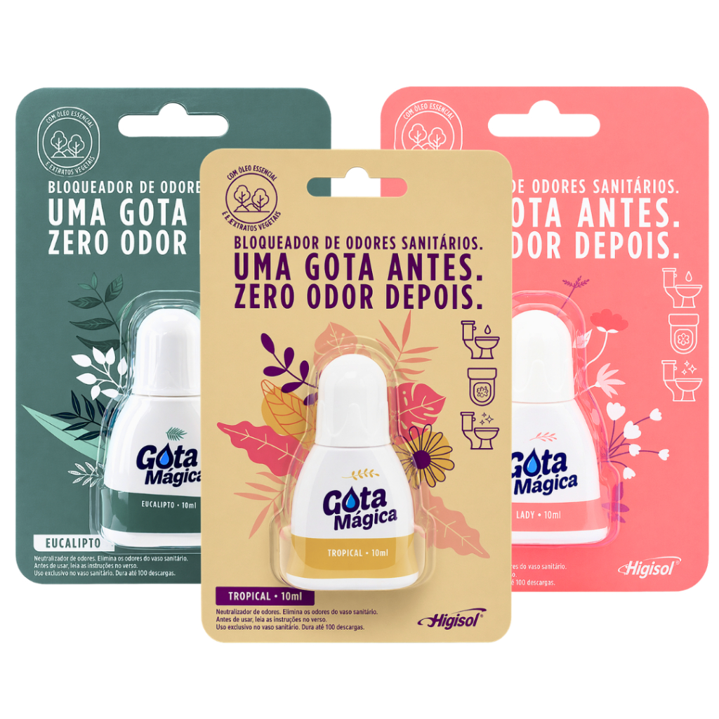 Aromatizador de Banheiro e Privada Gota Mágica Unidade Eucalipto/Tropical ou Lady