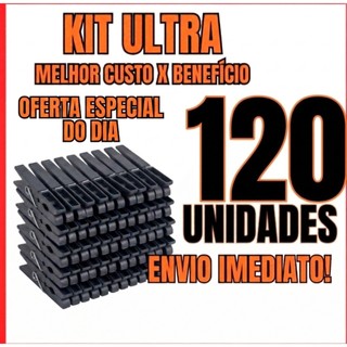 120 Prendedores de Roupa Preto Resistente Antiderrapante Alta Durabilidade Varal Reforçado