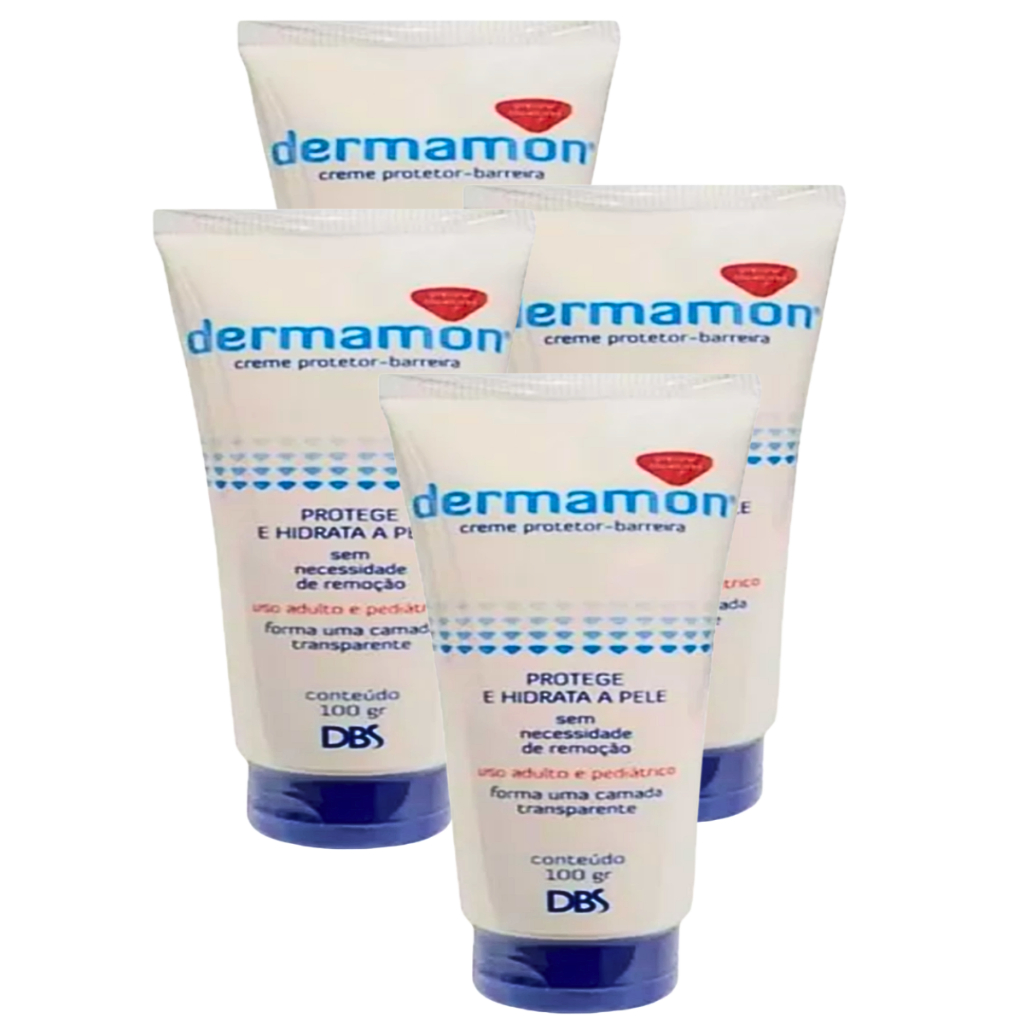 Kit 4 - Dermamon Creme Barreira Proteção e Hidratação da Pele Adultos e Crianças - 4x100g