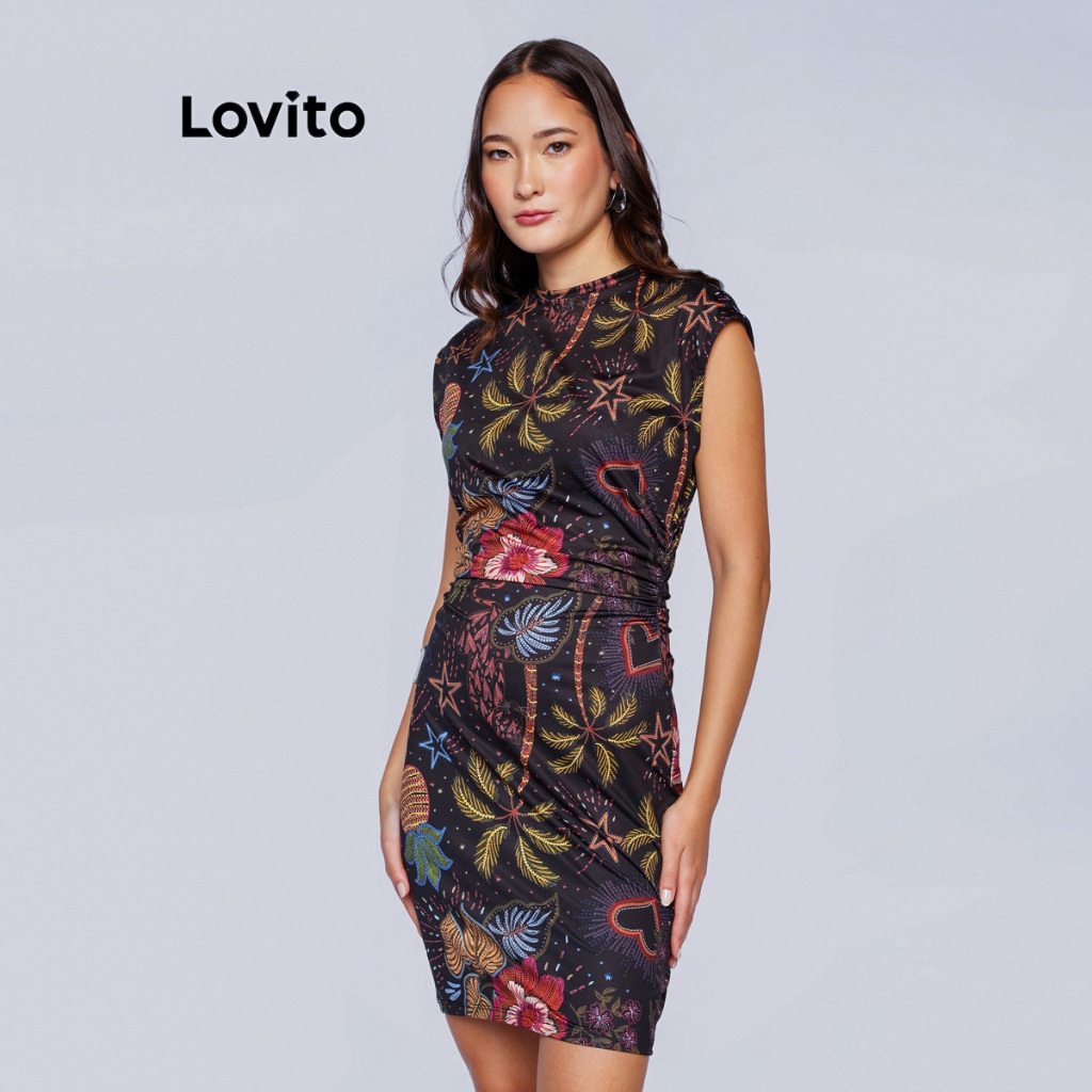Lovito Bossa l Vestido Curto com Estampa Tropical Feminino DRB617BRL647
