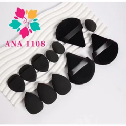 ANA 1108 KIT 12 Esponja Para Maquiagem/Esponja de Rosto Facial Maquiagem Base e Corretivo/COM Bolsa
