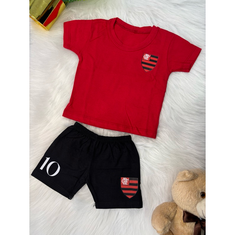 Conjunto Infantil Bebê Camiseta + Short Estampado Times Brasileiros Roupa Futebol Menino Menina