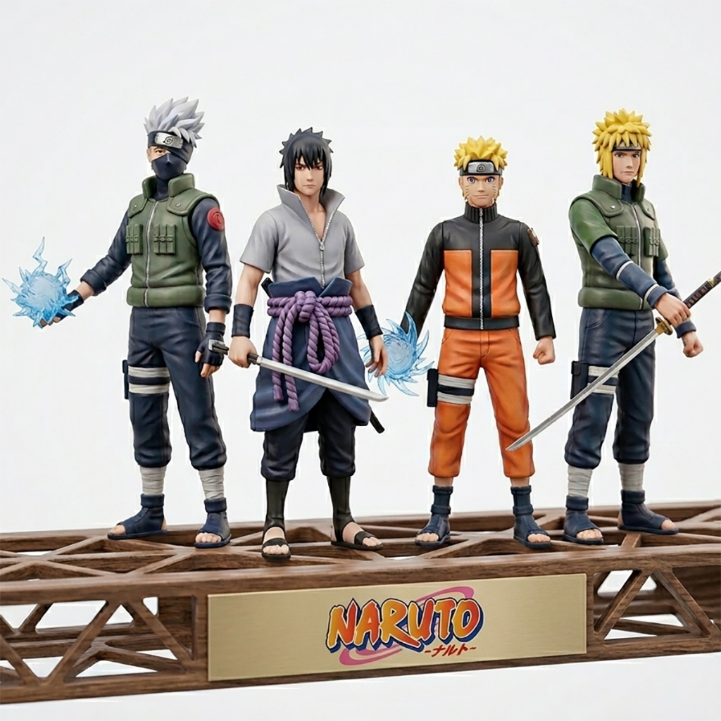 Kit 4 Bonecos Naruto Anime Uzumaki Articulados Sasuke Kakashi Minato