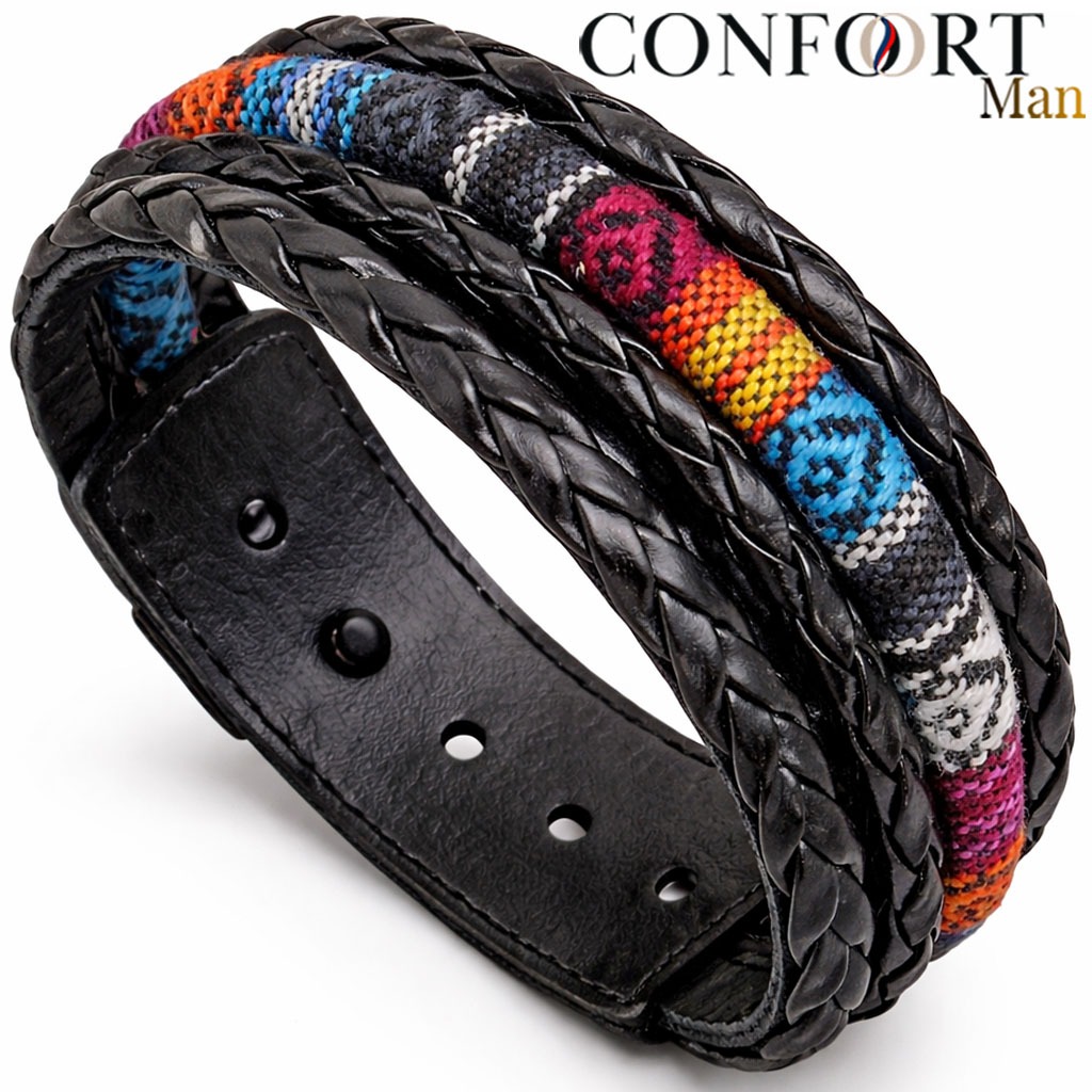 Pulseira de Couro Masculina Ajustável Trançada Indígena Tradicional Estilosa - Vários Modelos 2