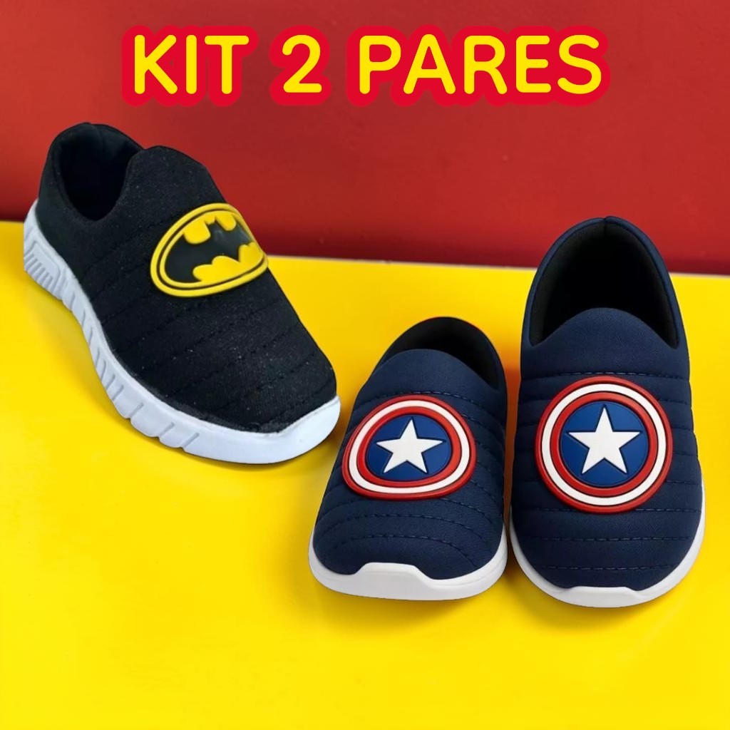 Kit Tênis Infantil Menino Calce Fácil Meia Confortável Macio 20 ao 32 Promoção Escolar Casual em Oferta na Shopee