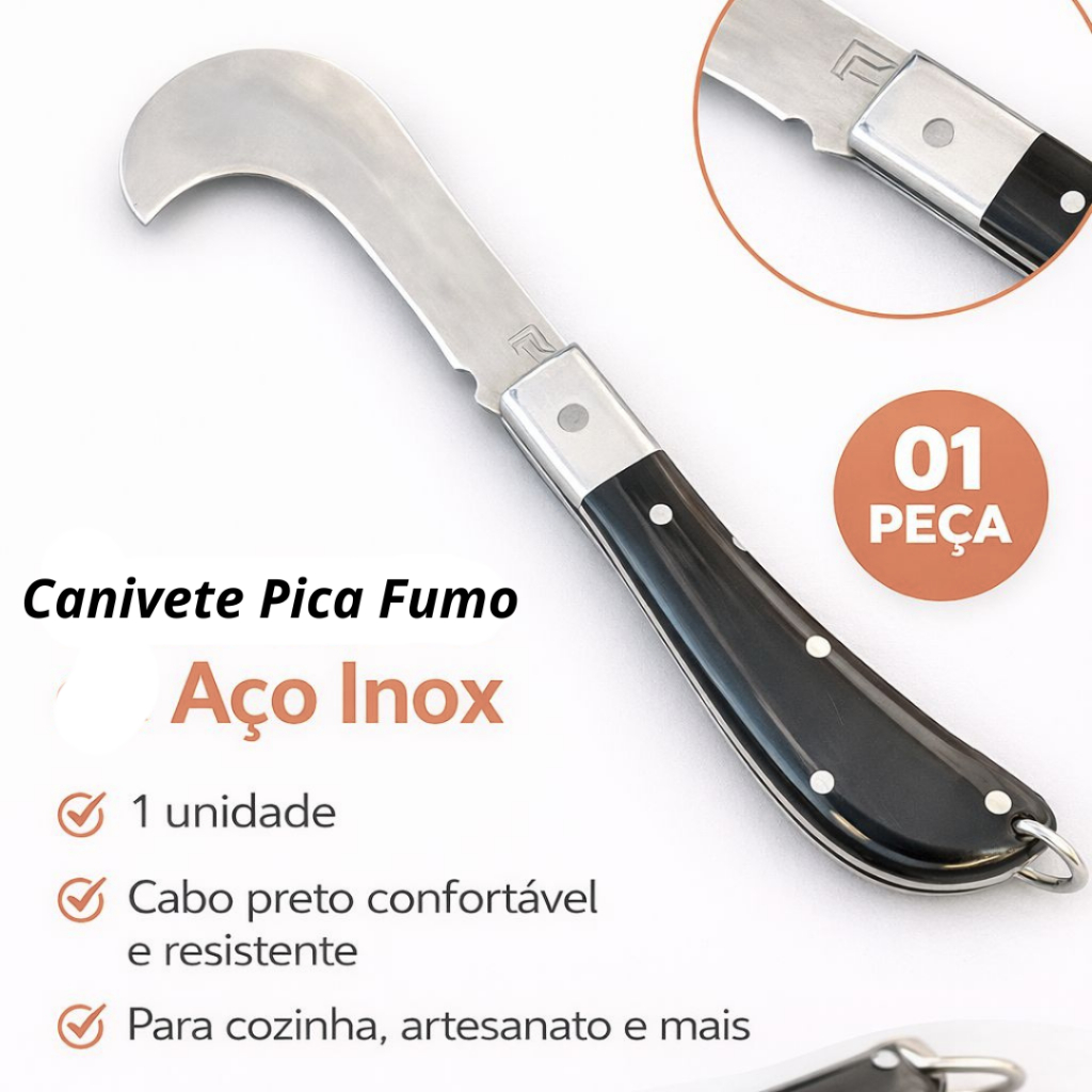 Canivete Britola Rintia ou Pica Fumo  Artesanal Aço Inox Cabo em Chifre Bovino Personalizado Com Nome Ou Logo Afiado Lux