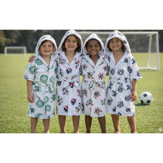 ROUPÃO INFANTIL BANHO COM CAPUZ ATOALHADO MACIO TIME FUTEBOL, TIMAO, TORCIDA