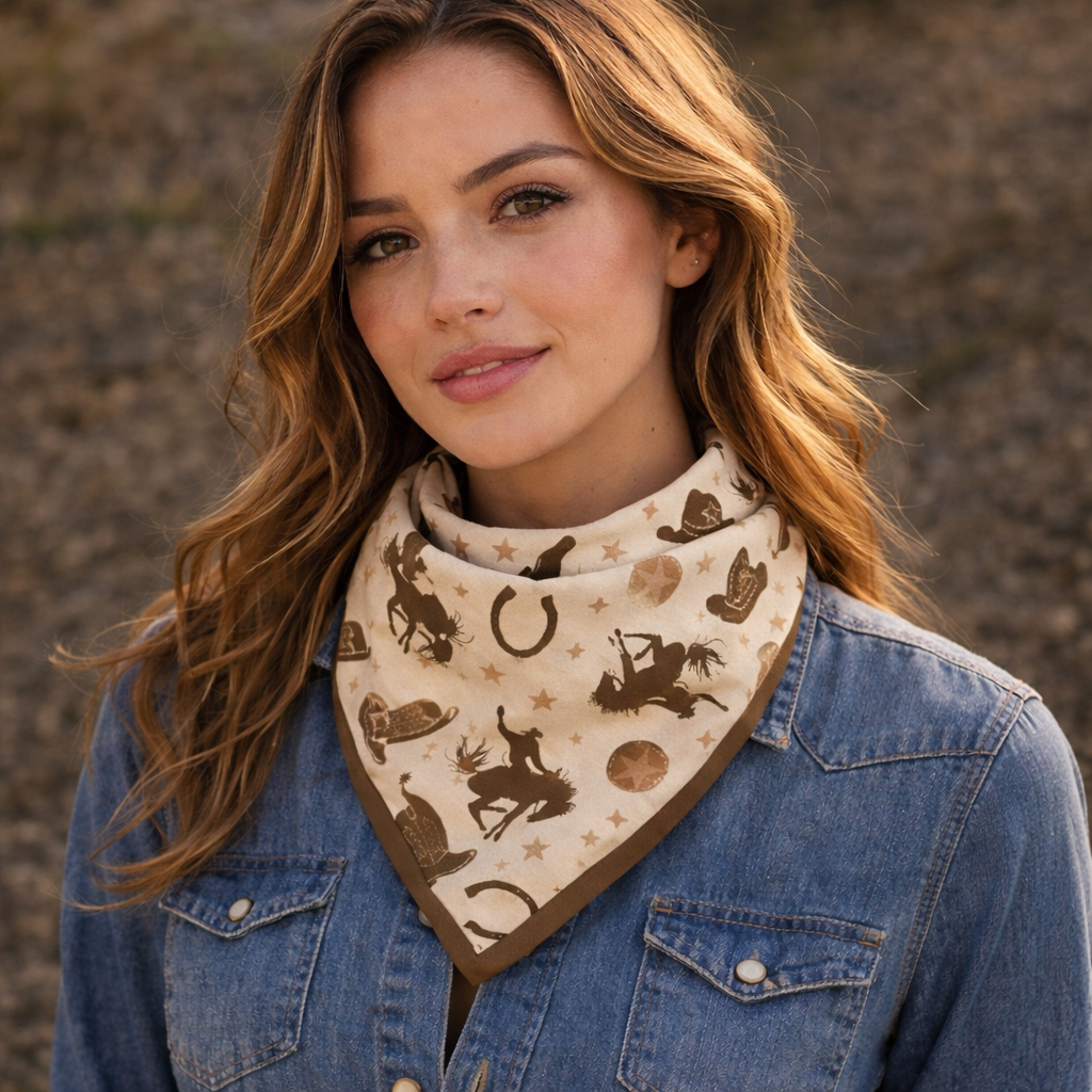 Lenço Country Western Feminino Sedinha 70x70cm – Estampado bandana, Moda, Pescoço e Cabeça