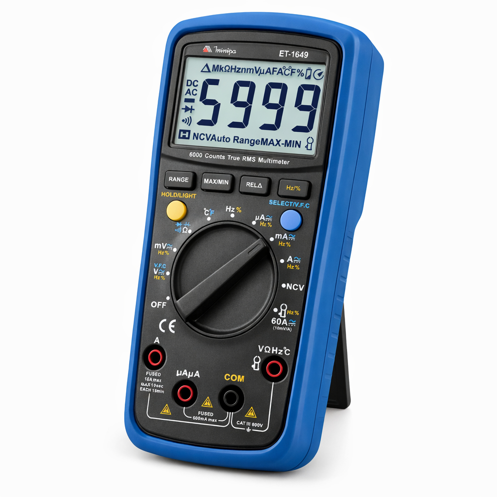 Multímetro Digital ET-1649 Minipa Portátil True RMS AC Profissional Preciso Compacto