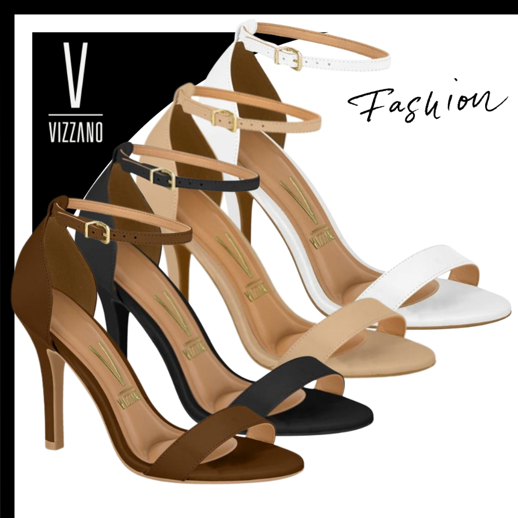 Sandália Salto Alto Vizzano Feminina Palmilha Confortável Pelica Tira Única Social em Oferta na Shopee