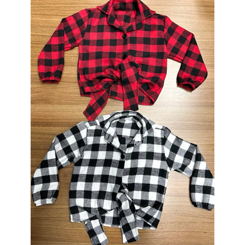 Camisa Xadrez Infantil Feminina Manga Longa Estilosa Com Botão Moda Menina Vermelha Branca Rosa