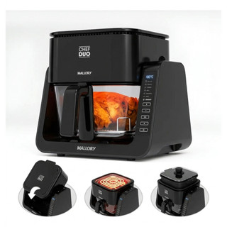 Fritadeira Air Fryer 2 Em 1 Fogão Grill Chef Duo Cesto Vidro Digital Sem Óleo Alta Potência