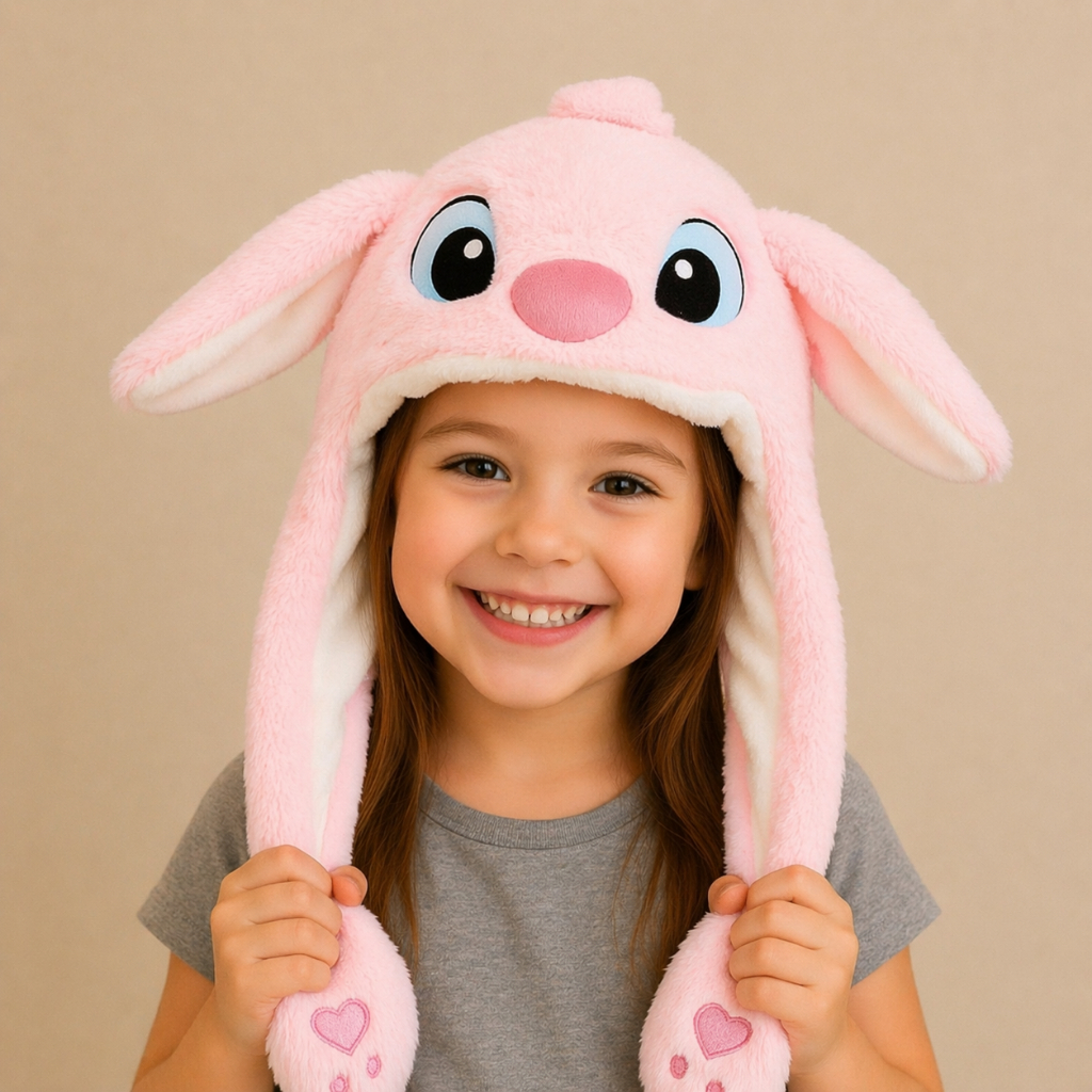 Pelúcia Stitch Touca Gorro Mexe Levanta Orelha