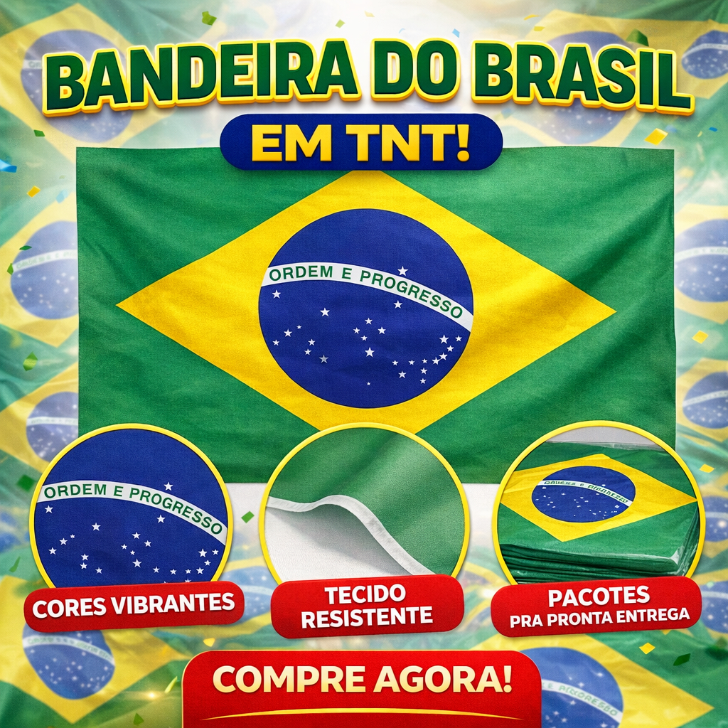 Bandeira do Brasil TNT 1,00x1,40m | Grande Copa do Mundo 2026 Decoração Festa Torcida Evento Brasil