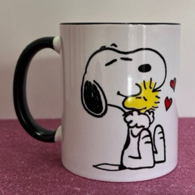 Caneca  Snoopy & Woodstock Personalizada 325ml Porcelana