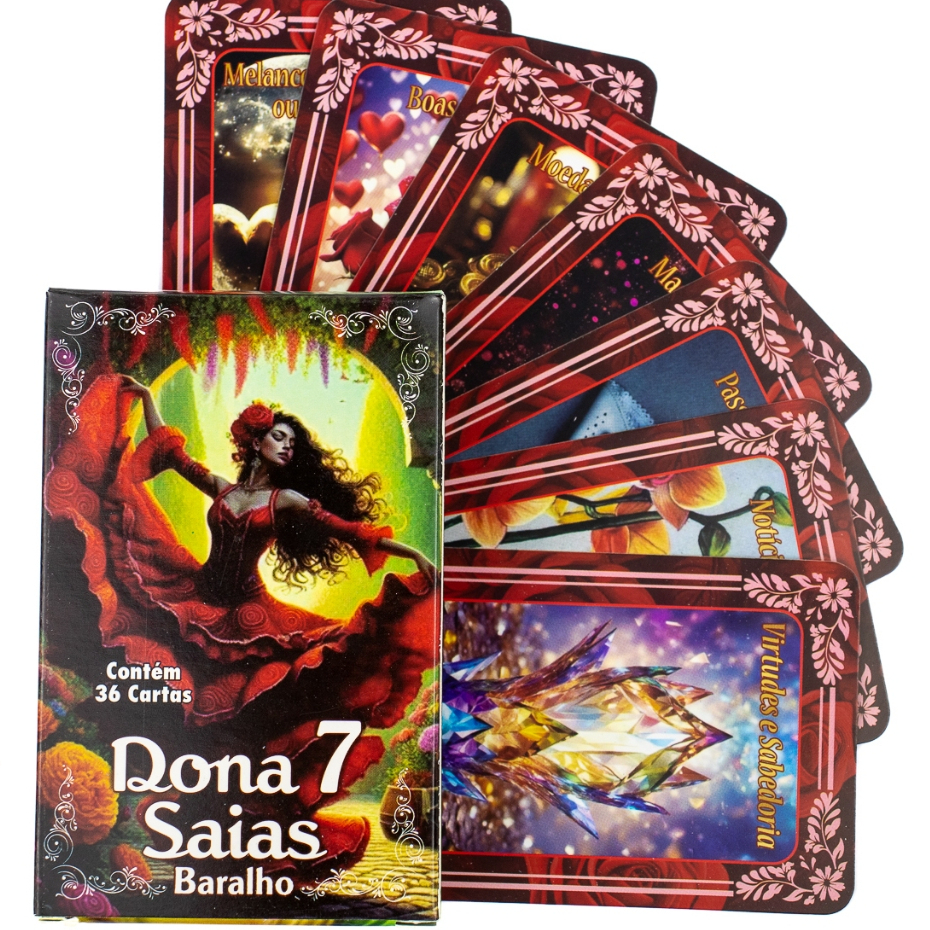 Baralho Tarot Dona Sete Saias 36 Cartas Com Manual Pombagira Tarot Cigano Amor Atração Espiritual