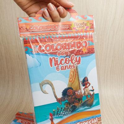 Revistinha de Colorir Tema Moana Lembrancinha de Festa Infantil Mimo Personalizado