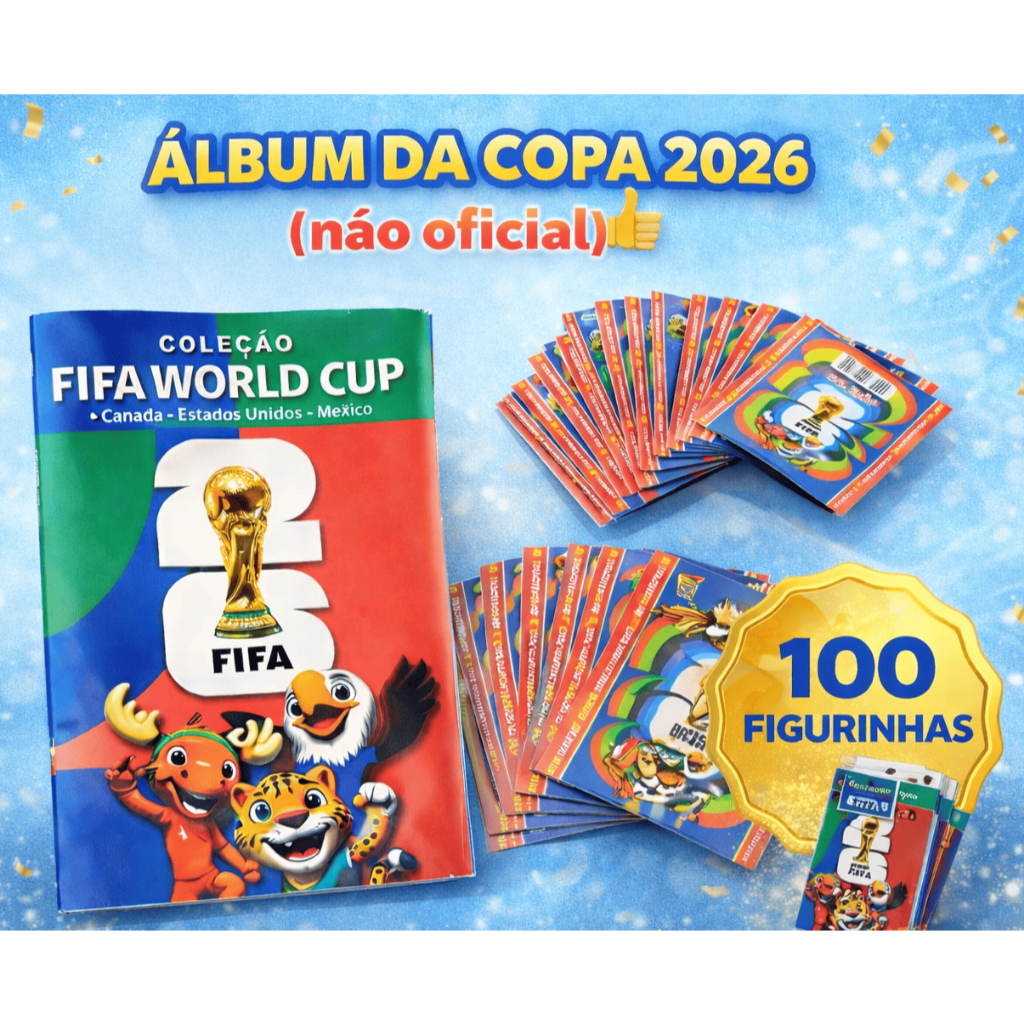 Promoção Álbum copa do mundo 2026 100 Figurinhas Não oficial FIFA Seleção Kits 20/30/40/50  Adesivo