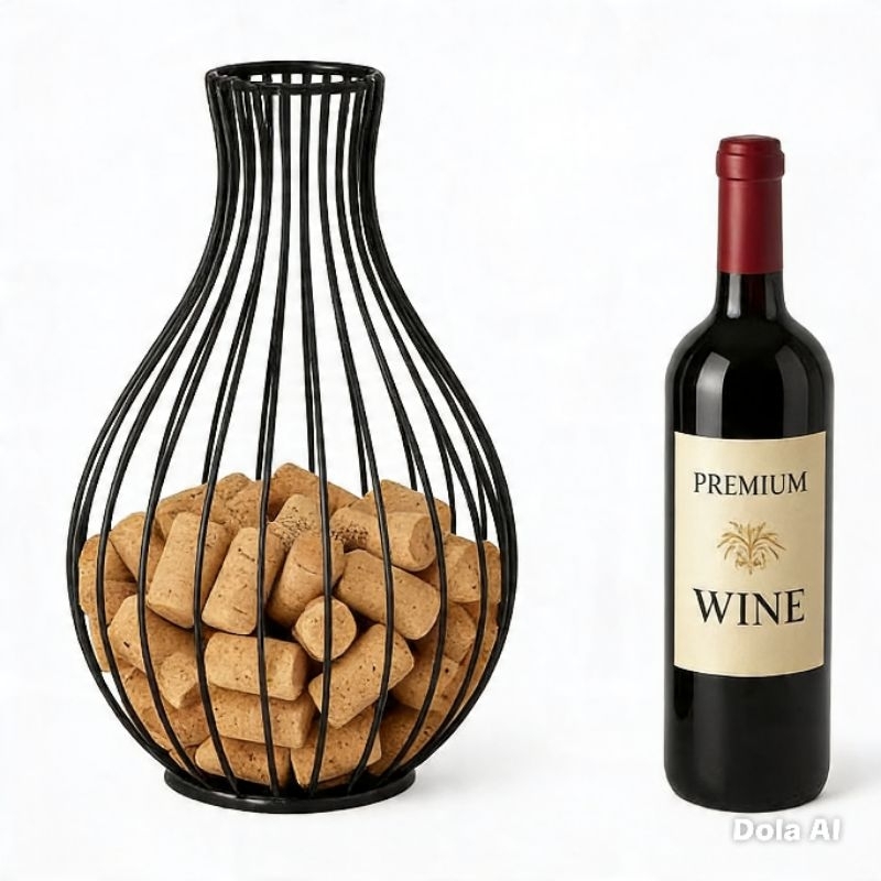 Porta Rolhas de Vinho Preto - Design Clássico e Sofisticado em Ferro Durável