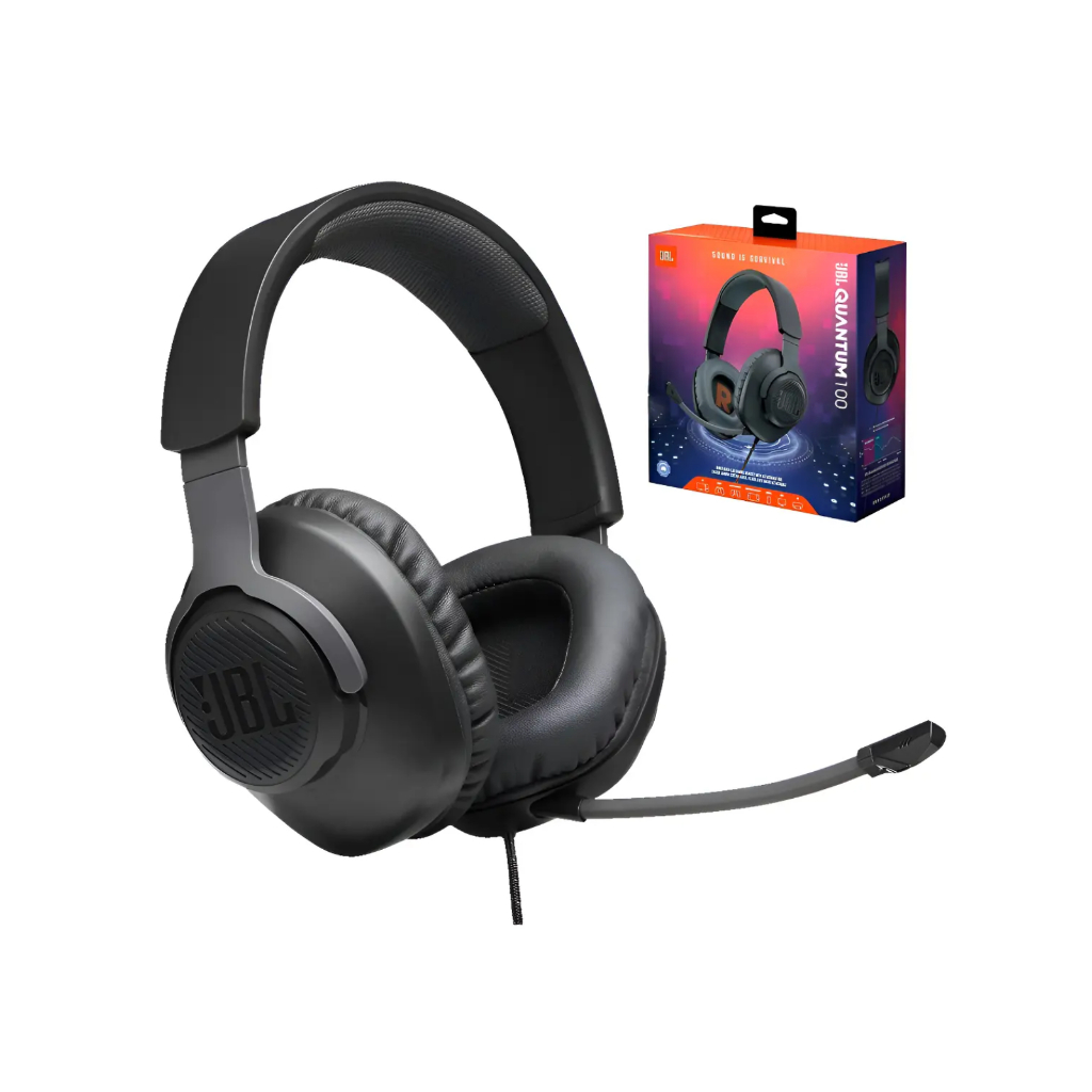 Headset Gamer JBL Quantum 100 Preto com Microfone Som Surround Original