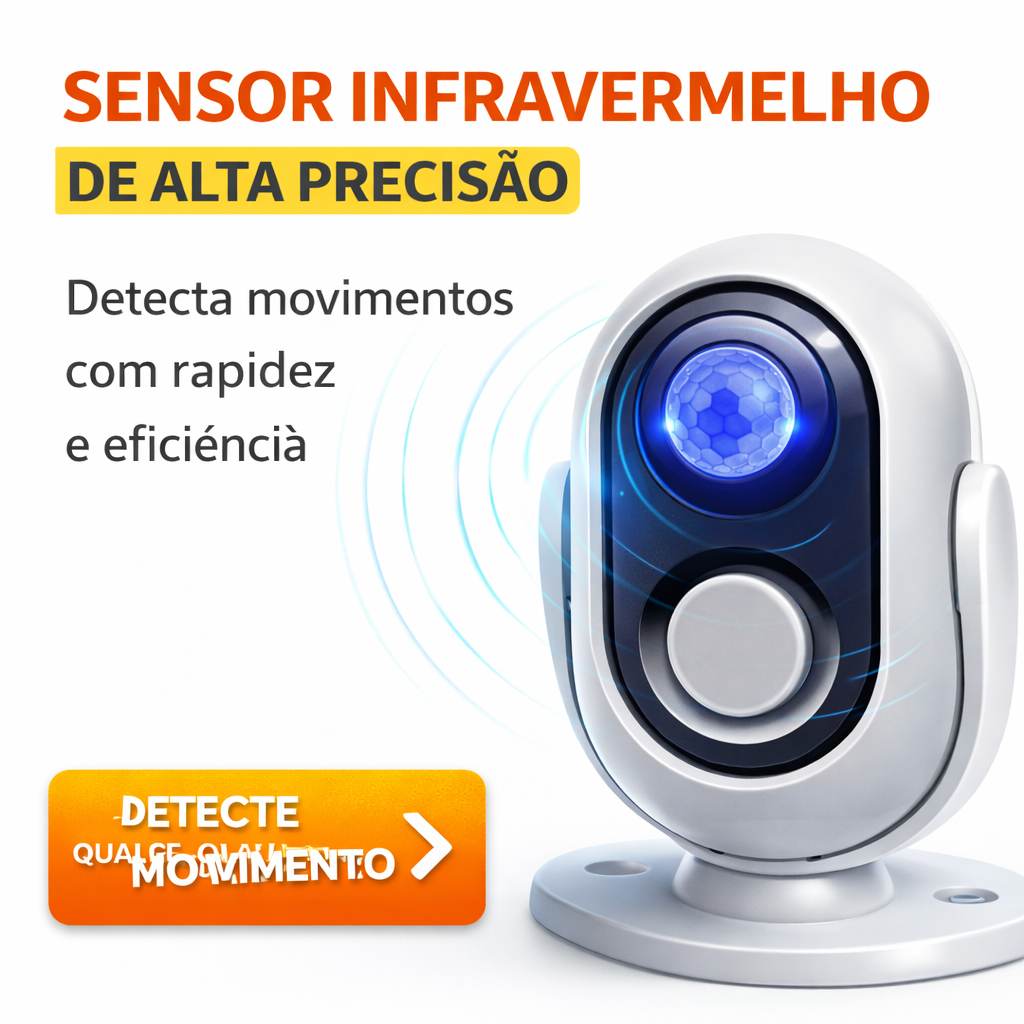 Sensor de Presença com Alarme Sonoro Bivolt Detector Movimento Infravermelho Campainha Loja Casa