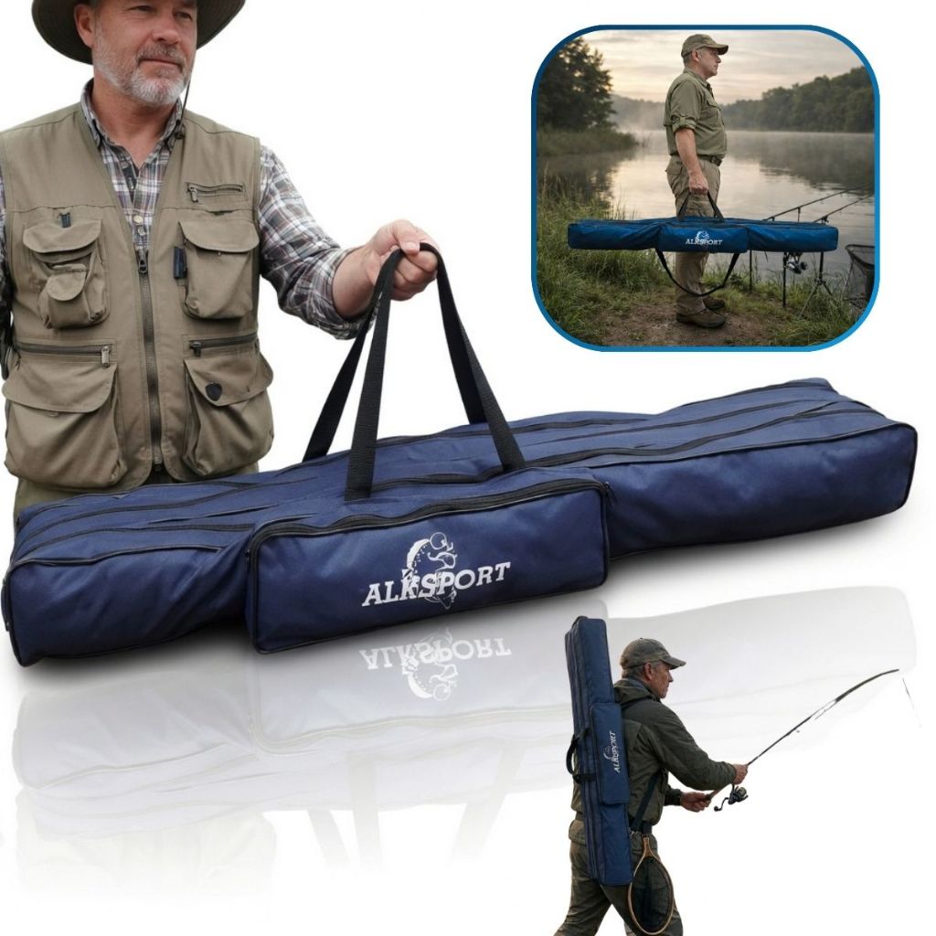 Bolsa Porta Varas Pesca Alk Sport 1 Metro com 3 Compartimentos Triplo Zíper Protege e Organiza no Transporte Segura