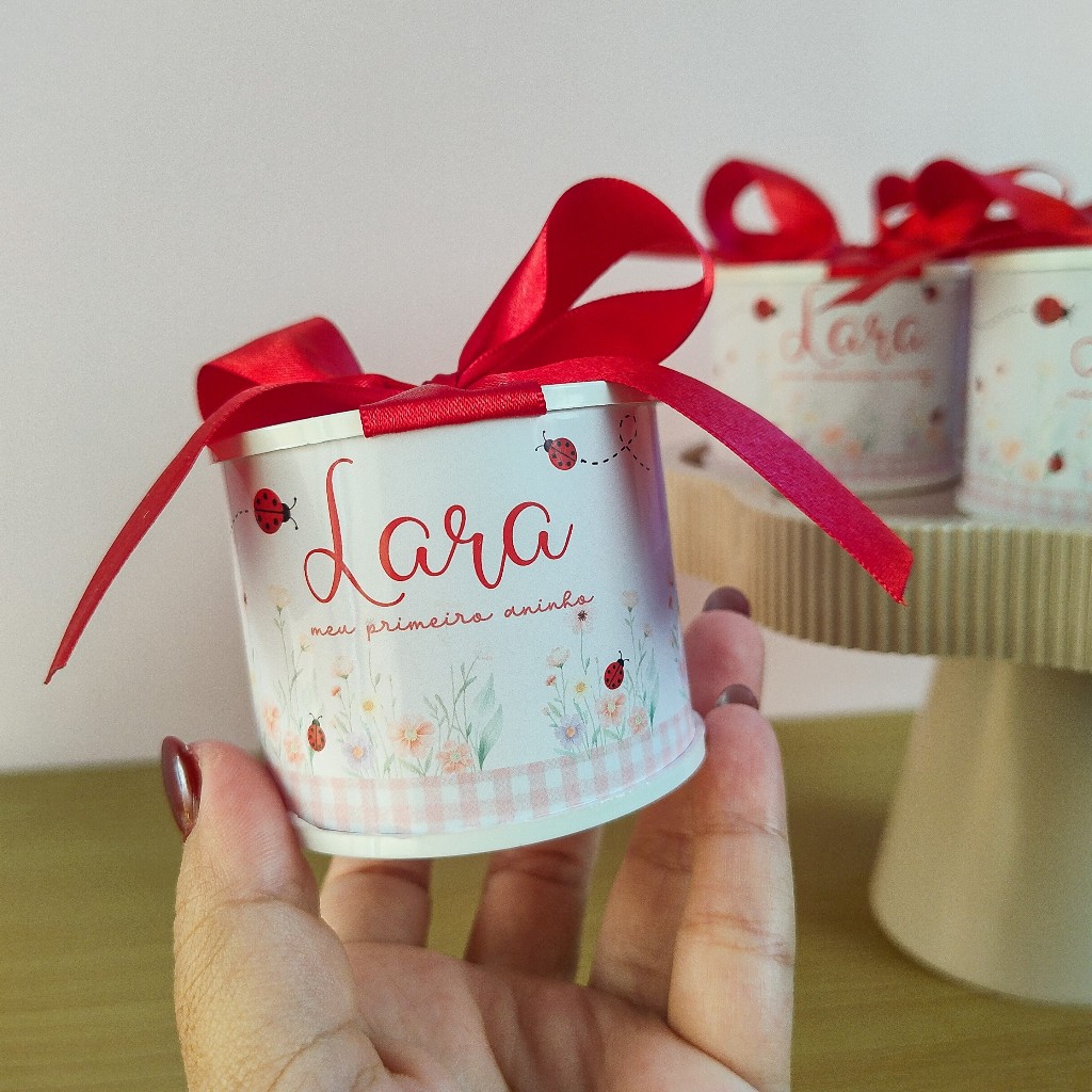 Lembrancinha Personalizada Jardim Joaninha | Kit Tubolata 5x6 | Festa Infantil | Aniversário
