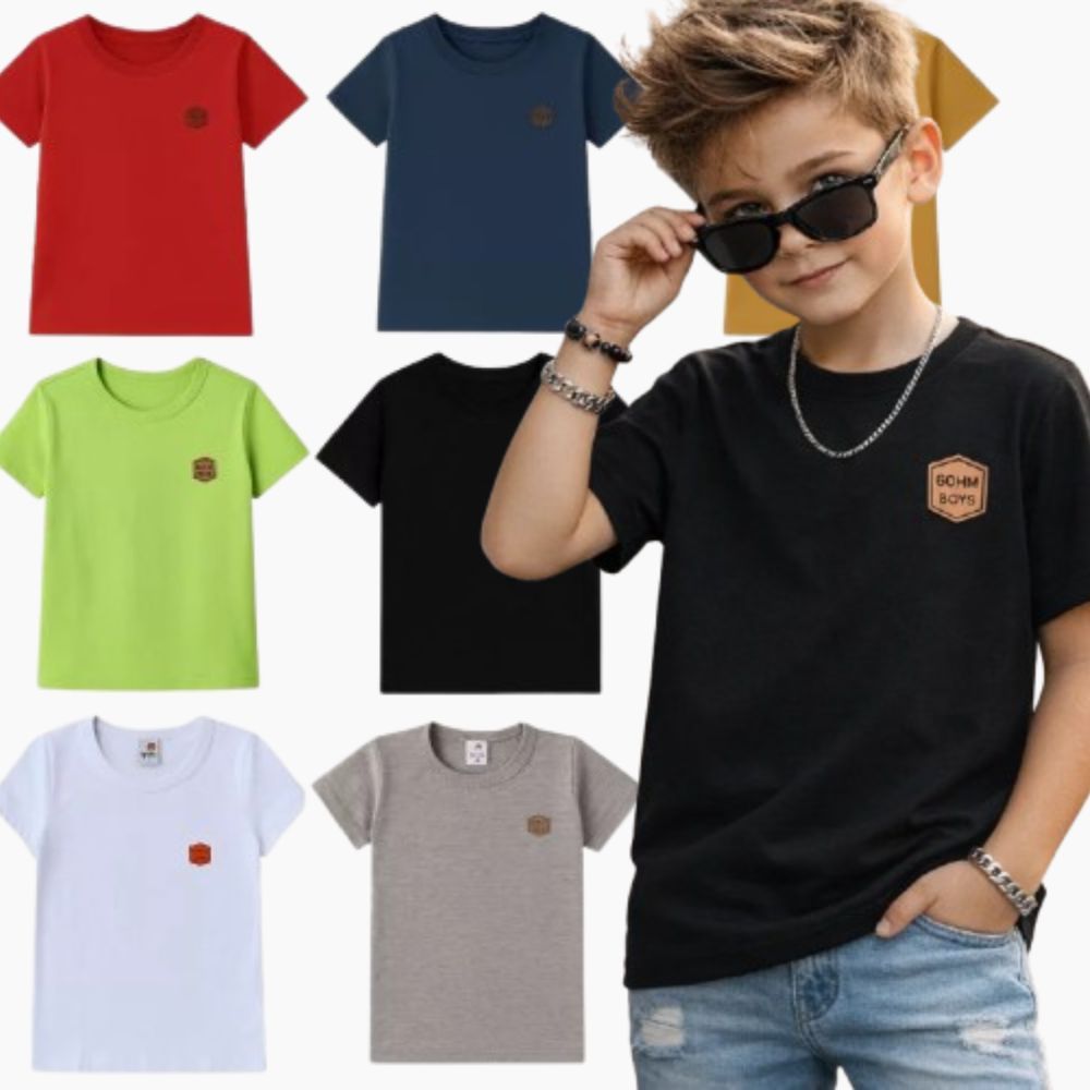 Kit 5 Camisetas Infantil Menino Manga Curta Básicas Lisas Algodão Roupa Infantil Menino