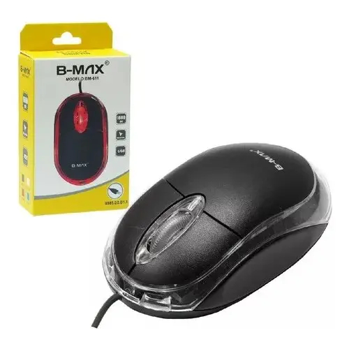 Kit com 02 Mouses USB Com Fio B-Max BM-611 1600 DPI Ergonômico Para Notebook PC Plug and Play