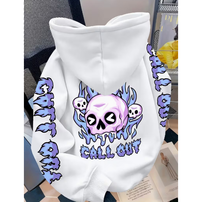 Moletom Blusa de Frio Casaco Pastel Skull – Chill Out Set Estiloso Lilac Flame Skull  Edition