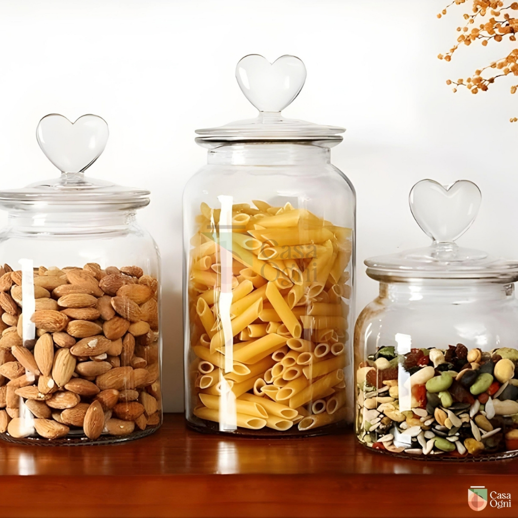 Pote de Vidro Hermético Transparente Coração Afeto Porta Alimentos Mantimentos Organizador Cozinha