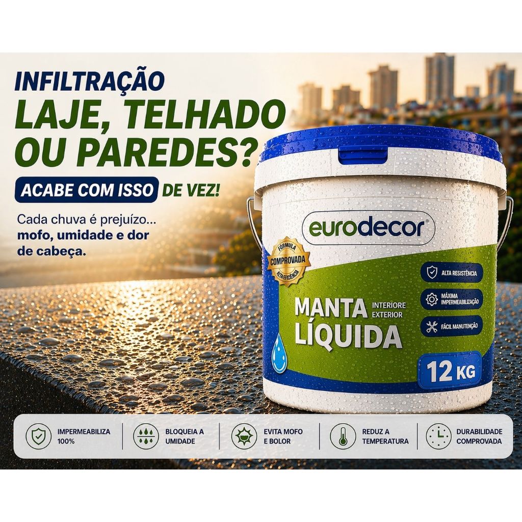 Manta Líquida 3,6kg Ou 10kg Emborrachada Impermeabilizante Euro decor Várias Cores