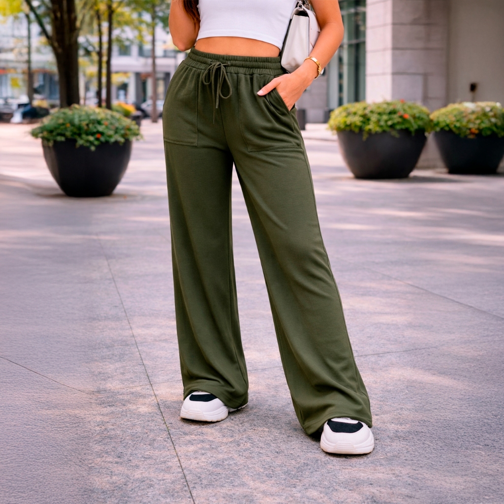 Calça Pantalona Feminina Cintura Alta Barra a Fio Elegante e Confortável