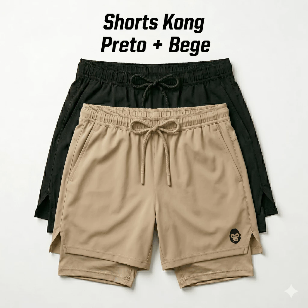 Shorts Fitness Masculino com Forro Duplo e Bolso para Celular Kong — imagem 1