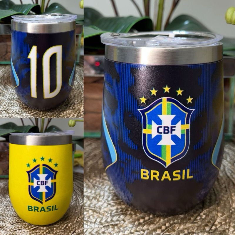 Copo térmico inox do brasil 360 ml com tampa e abridor copo personalizado