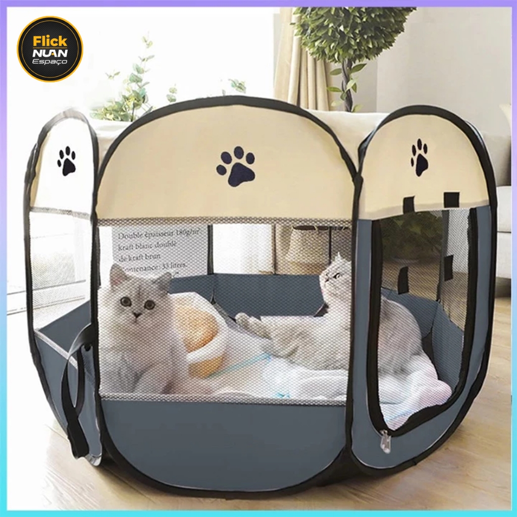 Cercado Pet Dobrável 8 Lados Gato Cão Casinha Portátil Berçário Grade