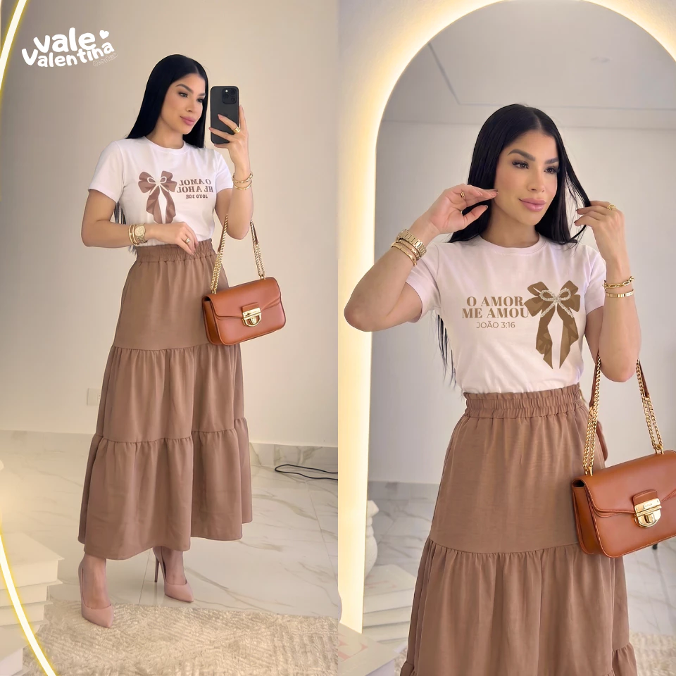 Conjunto Feminino Evangélico Alfaiataria Modesta | Saia longa+ Blusa 100% Algodão | Elegante, Chic, Culto e Dia a dia — imagem 1