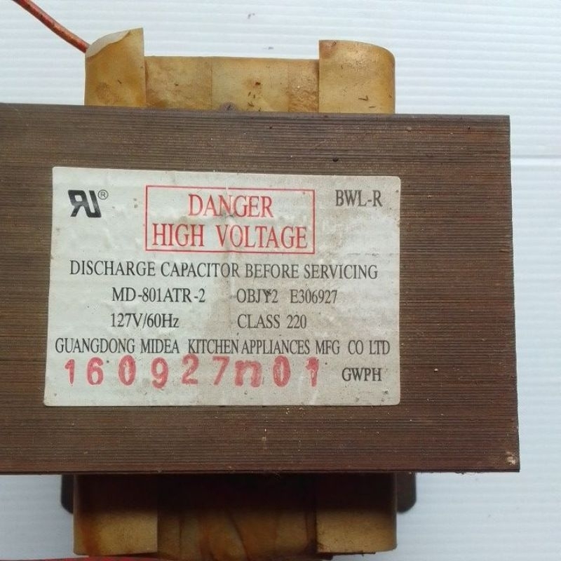 Transformador MD-801ATR-2 110V para microondas usado excelente
