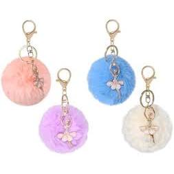 Chaveiro Charme Bailarina - Design de Anjo de Cristal com Pompom de Pelúcia