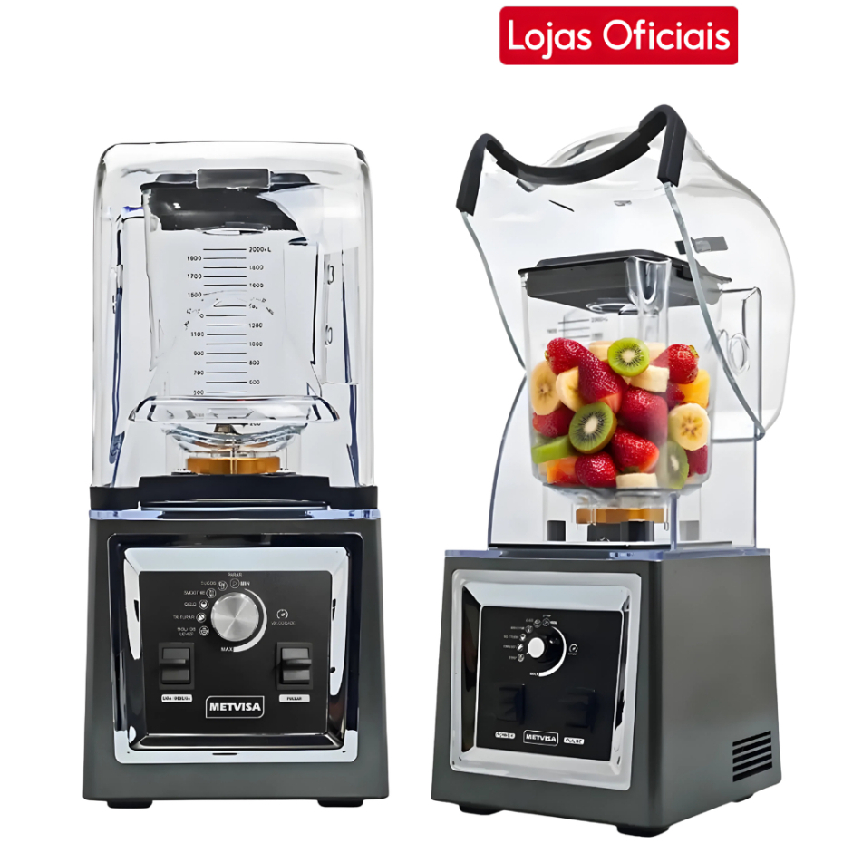 Liquidificador de Alta Rotação Metvisa 2L (220V) Enclausurado Silencioso 2000W BL212E