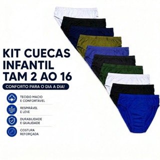 Kit 5 ou 10 Cuecas Infantil Juvenil Menino 2 ao 16 Algodão Premium Conforto Sortidas em Oferta na Shopee