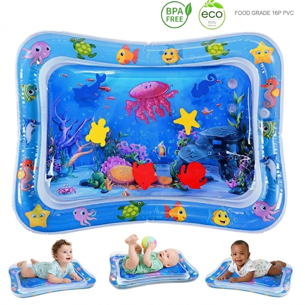 Tapete de Água Inflável para Bebê Sensorial Coordenação Motora Brinquedo Educativo Tummy Time Interativo
