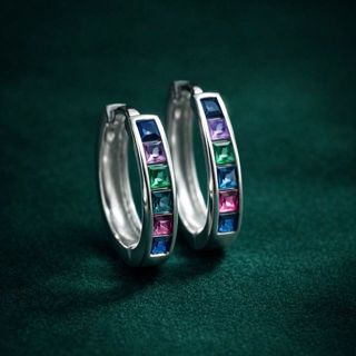 Brinco Argola Click Cravejada Colorida em Prata 925 – Elegante e Sofisticado em Oferta na Shopee