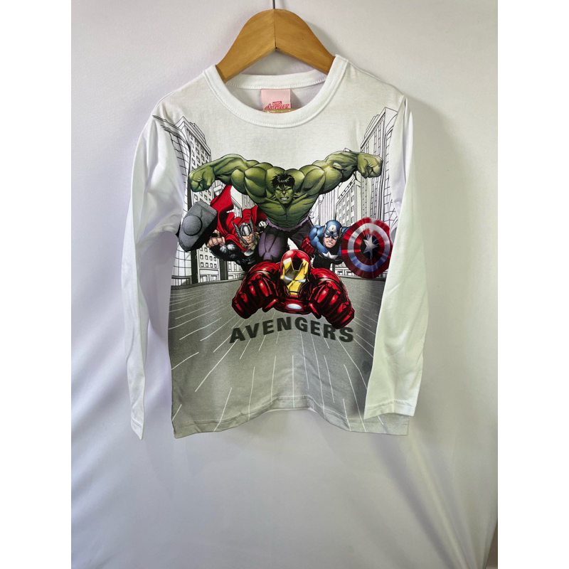 Camiseta Infantil Masculina Manga Longa 100% Algodão Super-Herói Confortável Menino Roupa Infantil