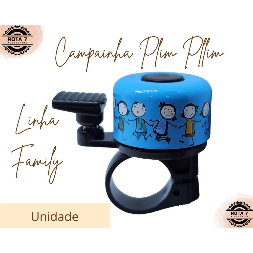 Campainha Plim Plim Family Buzina Azul Preto Sino Bicicleta Infantil Bike - Elleven