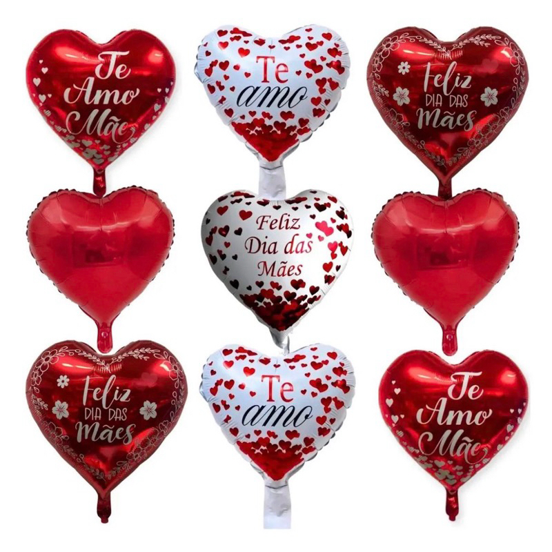 Kit 10, 20, 30, 50 Balão Metalizado Coração 22 cm