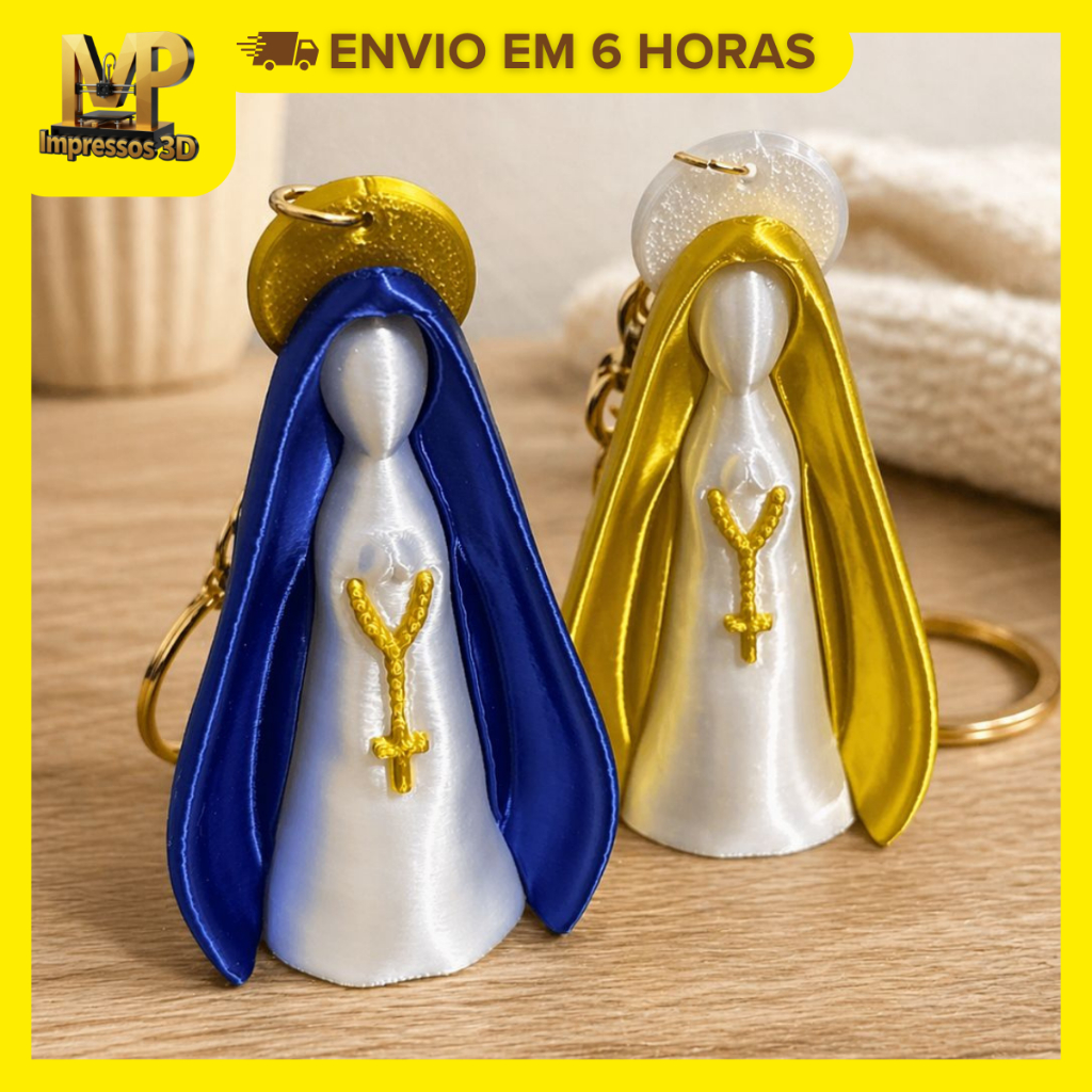 Chaveiro Nossa Senhora Aparecida 7,5cm Religioso Católico Presente Lembrancinha PLA Impressão 3D
